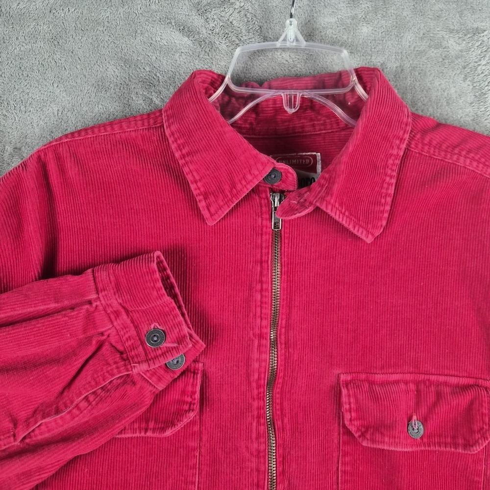 Vintage Marlboro Unlimited Mens Large Corduroy Pullover 1/4 Zip Red Shirt